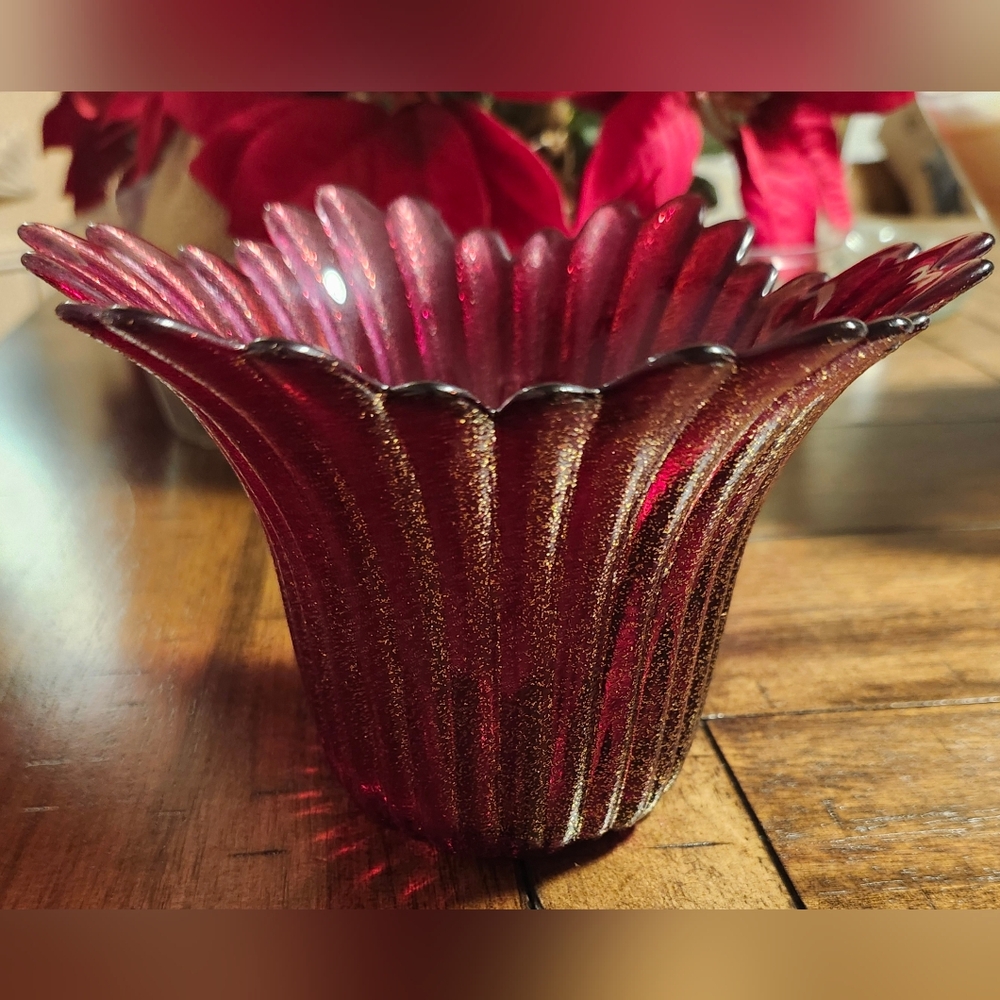 Elegant Red Glass Candle Holder